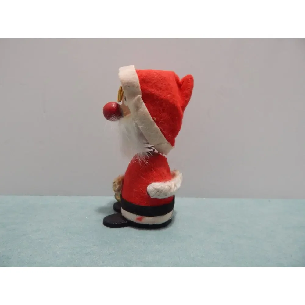 Vintage Wood Felt Nodder Bobble Head Santa Claus by Kurt Adler Made in Japan
